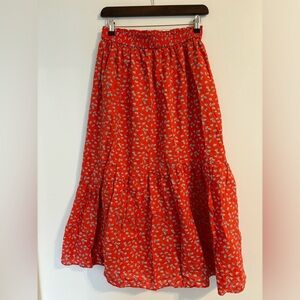 Uniqlo Paul Joe Tiered Skirt Long Slit Floral Pattern/ Size S